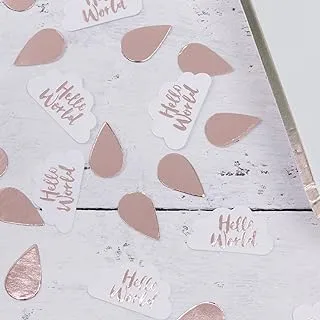 Ginger Ray Rose Gold Foiled Cloud And Raindrop Table Confetti Hello World