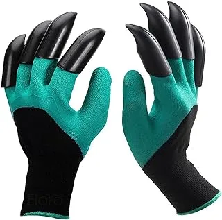 FLORO 1 Pair Garden Gloves with Claws - For Digging, Weeding, Seeding, Pruning & Poking - Waterproof & Durable Hand Protectors - All in One Gardening Tool - handwear for Gardeners & DIY Hobby