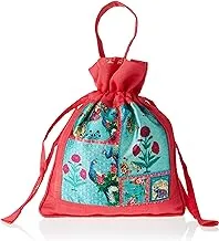 Swayam faux silk draw string closure bag, red, gut07