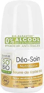 Sobio Organic Deodorant Roll On, Organic Shea Butter For Unisex, 50 ml