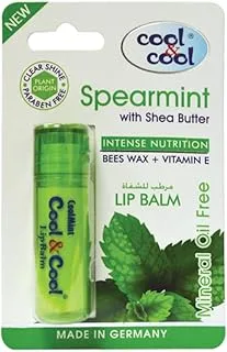 Cool & Cool Spearmint Lip Balm - Intense Nutrition,Bees Wax,Vitamin-E,Shea Butter, Mineral Oil Free,Made In Germany - 4.6g