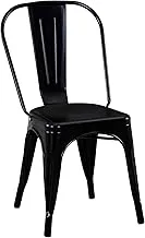 Mahamayi Black Metal Dining Chair Kitchen Patio Indoor & Outdoor Furniture Stackable Tolix Side Bar 18” Inches Seat Height 48” Tall for Home Cafe (No Installation Required)