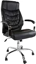 Mahmayi Cathy L111V Executive Pu High-Back Stylish Office Seating Elegant Modern Office, Home, Guest, Reception Chair – Black (High Back)