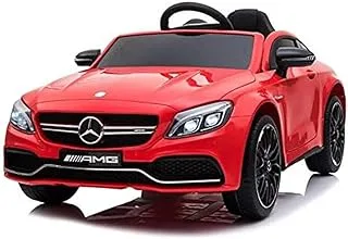 Dorsa 12V Mercedes-Benz C63 Ride on Car with Remote Control, Spring Suspension, Radio, & More. Electric Cars for Kids Red