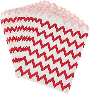 The Party Popper Chevron Pattern Paper Bag 12 Pack, Red