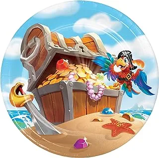 Creative Converting Pirate Treasure Lunch Plate 8-Piece, 7-Inch Diameter