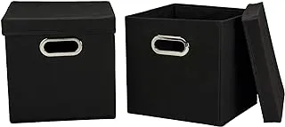 Household Essentials 34-1 Decorative Storage Cube Set with Removable Lids | Black | 2-Pack