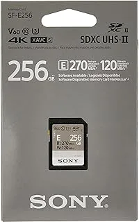 بطاقة Sony E series SDXC UHS-II 256GB، V60، CL10، U3، Max R270MB / S، W120MB / S (SF-E256 / T1) ، أسود ، صغير