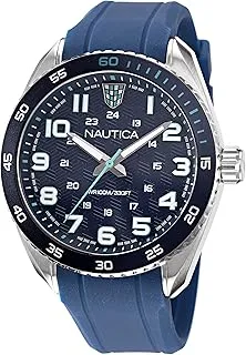 Nautica Men's NAPKBS222 Key Biscane Grey/Blue/Blue Silicone Strap Watch