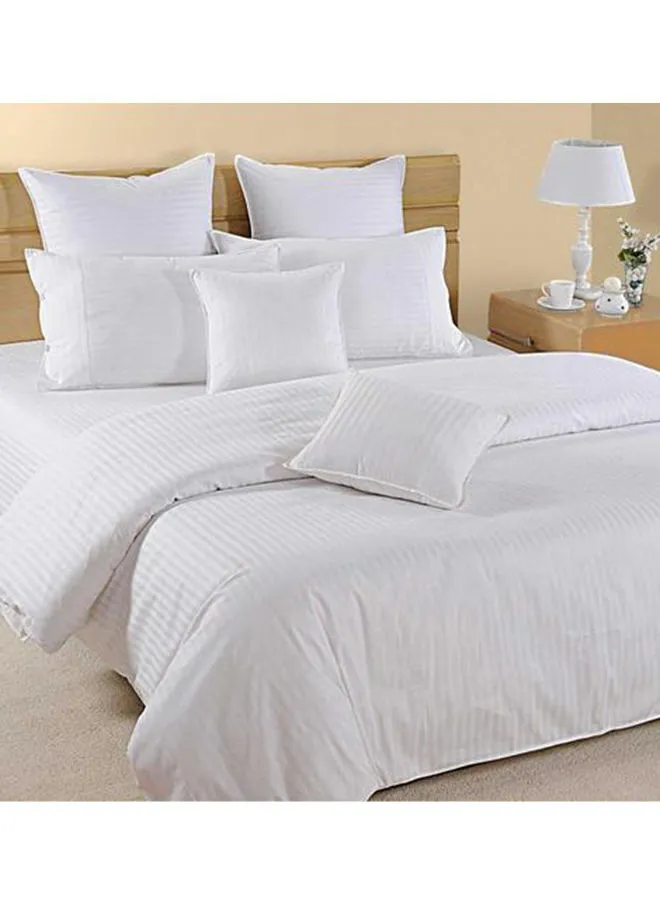 Hotel Linen Klub Hotel Linen Striped Duvet Cover Cotton White Queen 245x245 centimeter