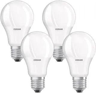 Osram LED Base Classic A/LED lamp in bulb shape with E27 base/not dimmable/replacement for 60 Watt/Matt/warm white 2700 Kelvin / 4er Pack, 4058075819450, Set of 4/9 W