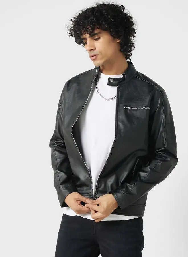 Seventy Five Pu Biker Jacket