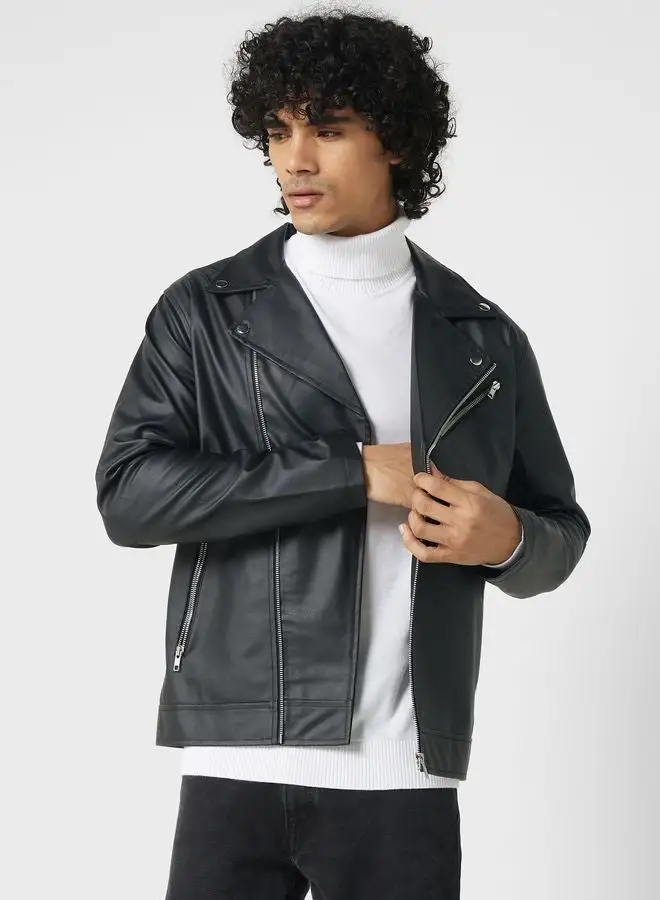 Seventy Five Pu Biker Jacket