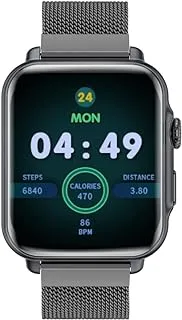 Promate ProWatch-B18 Fitness Smart Watch, 1.8” Display Bluetooth Calling, IP68 Water Resistant, Voice Assistant, Upto 20 Days Battery, 37 Sports Mode, Real-time HR Monitor, 100+ Watch Faces (Graphite)