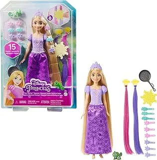 Disney Princess Fairy-Tale Hair Rapunzel Doll and 10+ Hairstyling Accessories, Plus Color Change