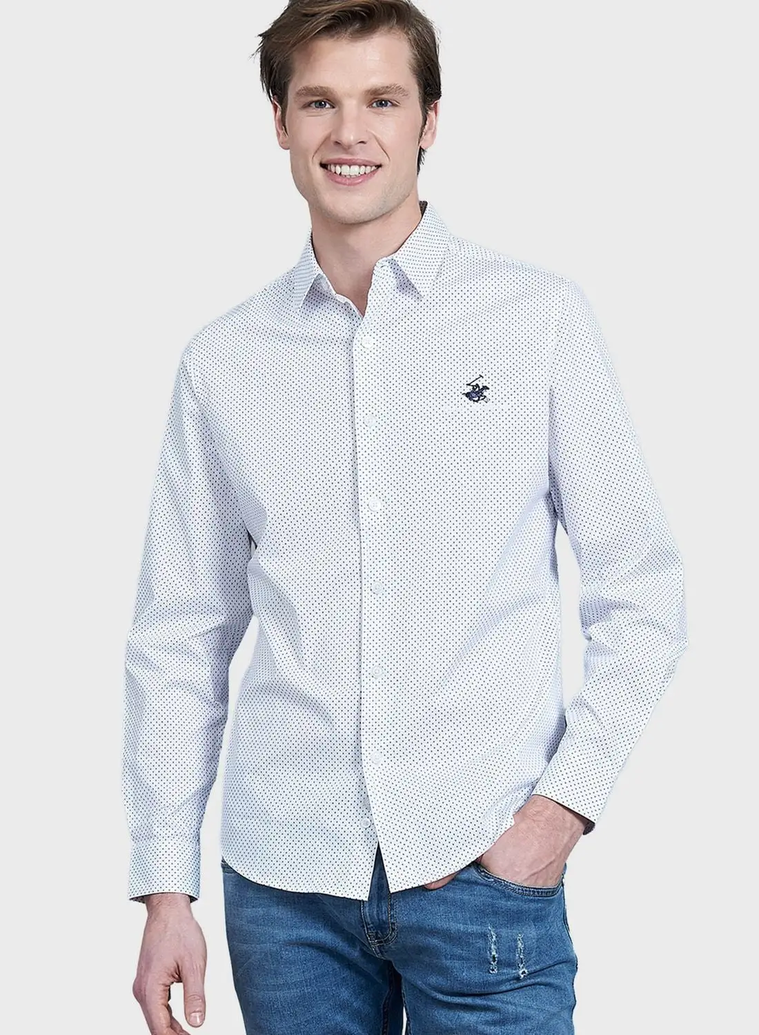 bhpoloclub Dot Printed Regular Fit Shirt