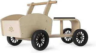 Kinderfeets Cargo Bike Children's Wooden 4-Wheel Push Bike with Large Cargo Storage Crate