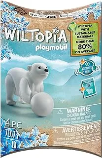 Playmobil 71073 Wiltopia Baby Polar Bear ، لعبة حيوانات ، للأطفال من سن 4 إلى 10 سنوات ، لعبة حيوانات مستدامة ، لعبة الدب القطبي ، لعبة قابلة للتحصيل للأطفال ، مصنوعة من مادة معاد تدويرها بنسبة 80٪