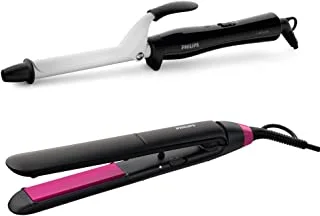 Philips Stylecare Essential Hair Curler, Bhb862/03 with Philips StraightCare Essential ThermoProtect Hair Straightener, BHS375/03.