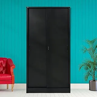 RIGID Heavy Duty Steel Cupboard Sliding Door, Curved Shape 0.7mm Thickness (Black)