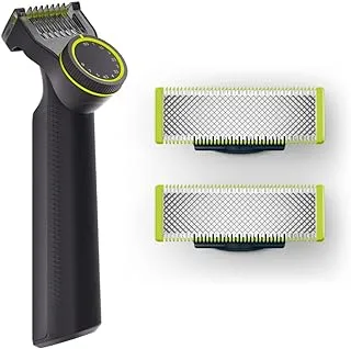 Philips Oneblade Pro Face Qp6530 / 23 ، أسود مع شفرة استبدال Philips Lime Green / Charcoal Grey - Qp220 / 50 ، ضمان لمدة عامين