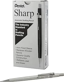 Pentel Sharp Mechanical Pencil, (0.9mm), Metallic Silver Barrel, Box of 12 (P209Z)