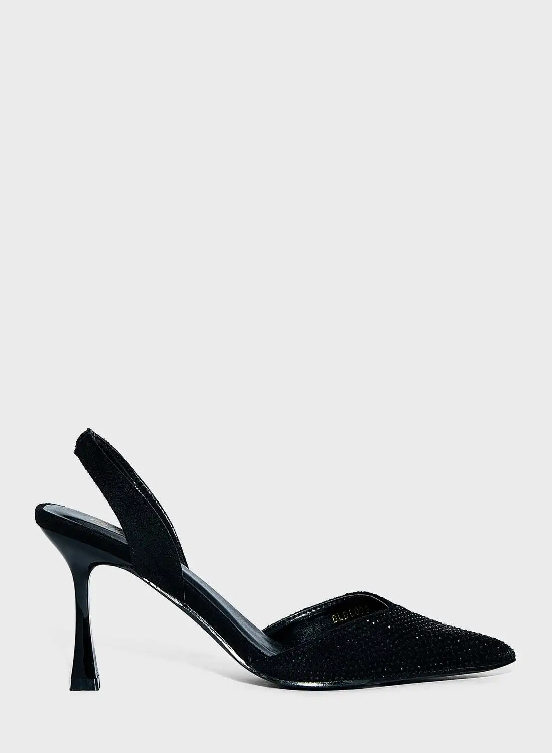 Ginger Diamante Slingback Pointed Pump Black