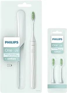 Philips One by Sonicare Battery Toothbrush, HY1100/03, 2 Piece Set with 2 Brush Heads, BH1022/03, Mint Light Blue