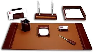 Dacasso Classic Leather Desk Set, 8pcs, Mocha