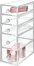 InterDesign 39560EU Clarity Cosmetics Organizer مع 5 أدراج ، بلاستيك ، شفاف ، H7.1 x W10.5 x D2.9 cm