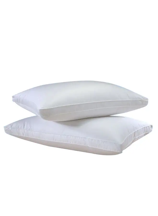 Kingtex 2-Piece Double Cord Bed Pillow Cotton White 50 x 70cm