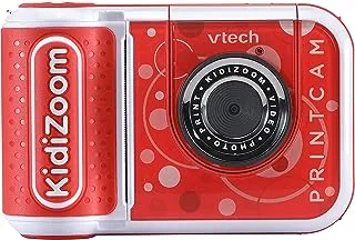 VTech KidiZoom PrintCam, Digital Camera for Children with Built-In Printer, Kids Special Effects and Fun Games, Rechargeable Battery, Action 5 Years + Red 4.8 x 13.4 9.2 cm 549183