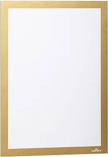 Durable DURAFRAME Self-Adhesive Magnetic Display Frame, A4 Size - Gold, Pack of 2