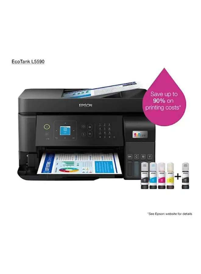 EPSON EcoTank L5590 Office Ink Tank, High-Speed A4 Colour 4-in-1 Printer With ADF, Wi-Fi Direct And Ethernet SmartApp Conectivity Black
