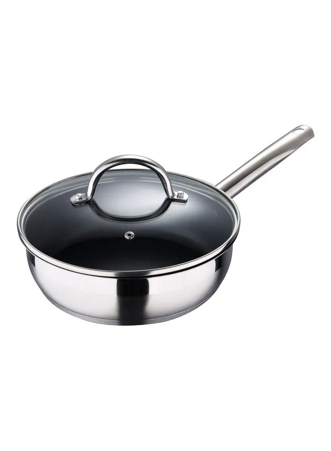 BERGNER Gourmet Stainless Steel Non-Stick Induction Bottom Frying Pan With Lid Silver 30cm