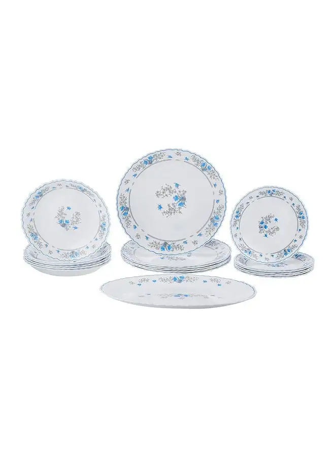 Luminarc 19-Piece Romantique Feston Dinner Set White/Blue 16.2x31.8x30cm