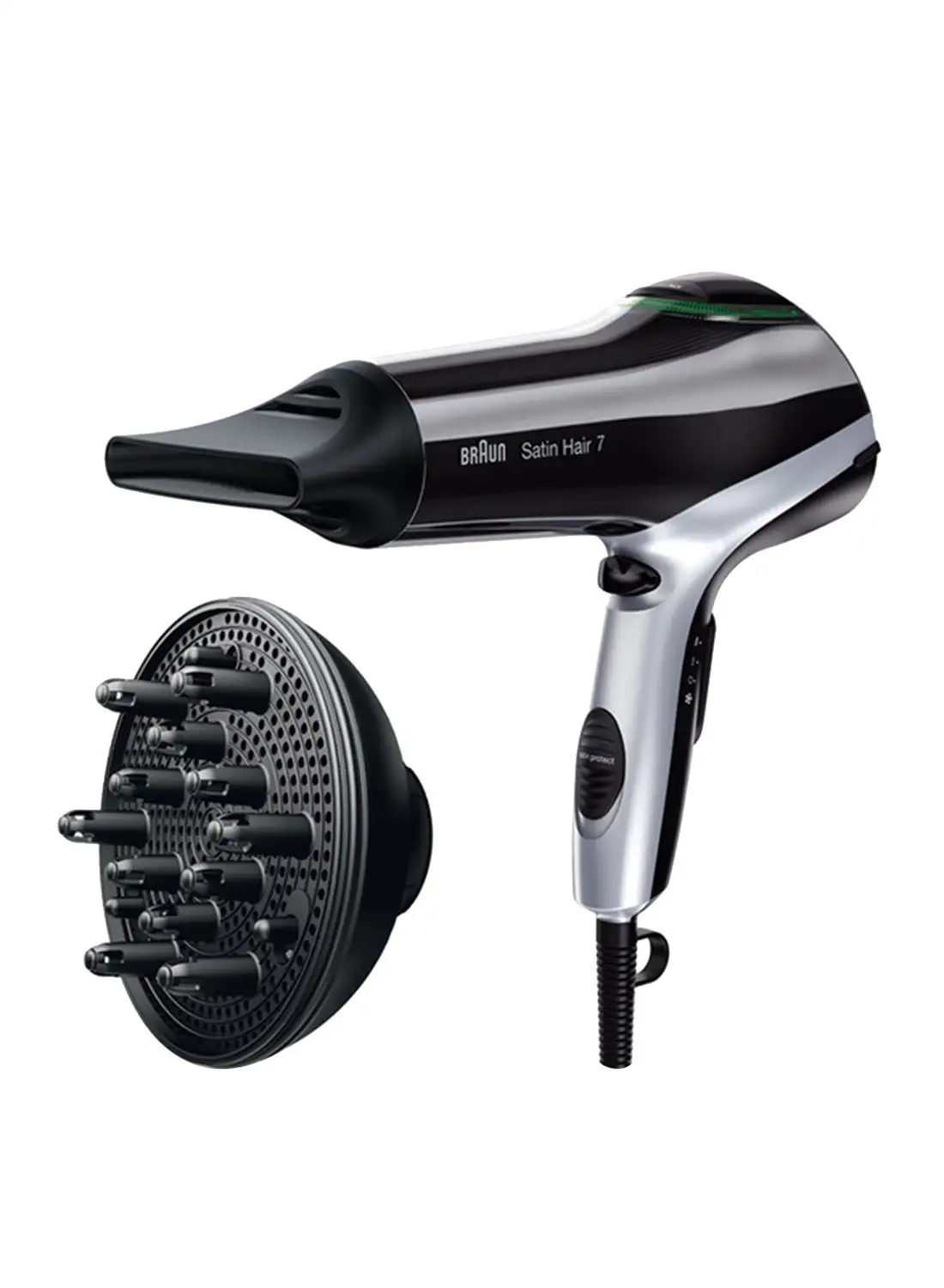 BRAUN Satin Hair 7 Dryer With Iontec Technology Silver/Black 12.2x28.6x27.6cm