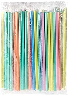 COOLBABY Individually Wrapped,100 Pack 7 Inch Long - Black Or White Or Colored Drinking Straws For Boba Bubble Tea, Milkshakes, Slushies Party Straws,Healthy Drinks