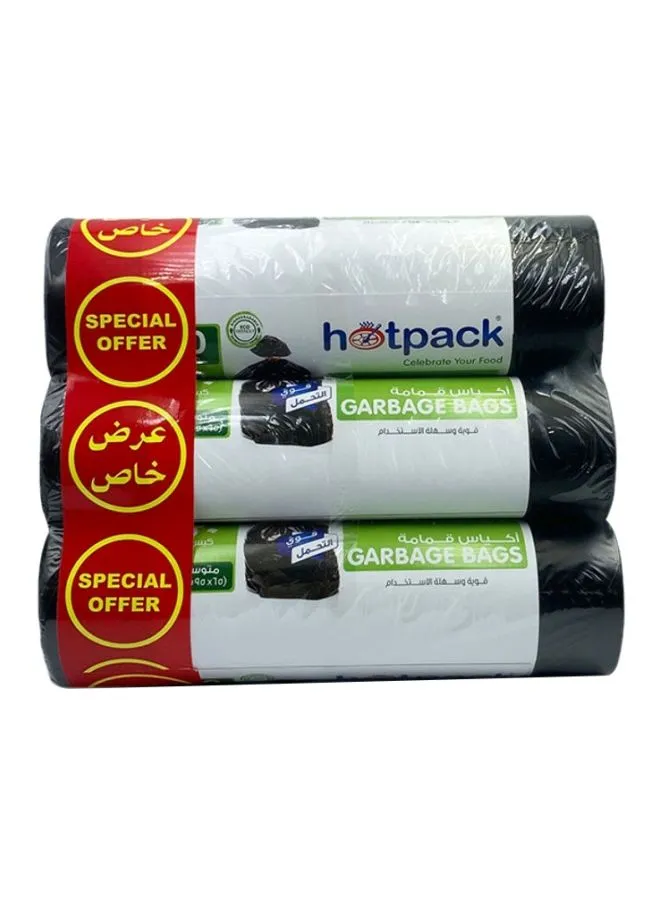 Hotpack 20-Piece x 3 Heavy Duty Garbage Bag Roll 30 Gallon Black 65x95cm