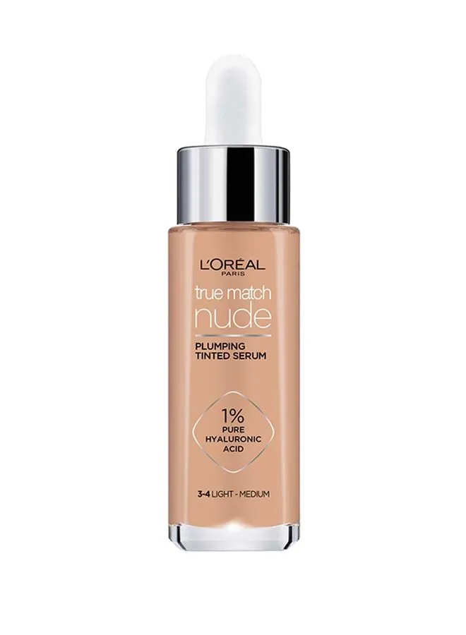 L'OREAL PARIS True Match Nude, Plumping tinted Serum, Shade 3-4