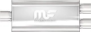 MagnaFlow 5in x 8in Oval Center/Offset Performance Muffler Exhaust 12198 - Straight-Through, 3in Inlet/2.5in Outlet Diameter, 20in Overall Length, Satin Finish - Classic Deep Exhaust Sound