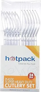 Hotpack Plastic Super Heavy Duty Blue Cutlery, 24 Pieces