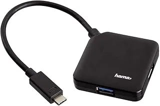 Hama 135750 USB 3.1 Type-C Hub 1: 4 يعمل بالحافلة ، أسود