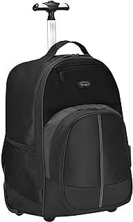 Targus 16 Inch Compact Rolling Backpack, Black - Wheeled Travel Bag, Fits Laptops Up to 16” and MacBook Pros up to 17” (TSB750US)