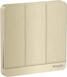 Schneider Electric AvatarOn, 3 Gang, Two Way Switch, 16AX 250V, Gold Hairline, E8333L2_GH