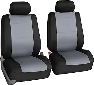 FH Group Car Seat Covers Front Set Gray Neoprene - Car Seat Cover for Low Back Seats with Removable Headrest, Universal Fit, Automotive Seat Covers, Airbag Compatible, Car Seat Cover for SUV, and Van