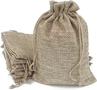 ECVV 50PCS Burlap Bags with Drawstring Gift Jute bags Included Cotton Lining (Natural, 10X14)