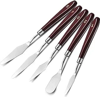 ECVV 5PCS Painting Knife Set, Professional Stainless Steel Acrylic Oil Painting Palette Knives,Fabric Paints Tools, Artist Color Paint Mixing Scraper