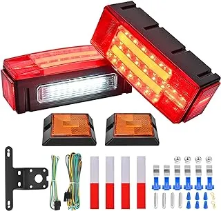 Nilight 2PCS Rectangular LED Trailer Light Kit with Halo Glow Submersible LED Stop Turn Tail Side Marker Clearance License Light for 12V Trailer Boat Camper RV Trucks Snowmobile (TL-40)