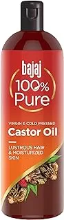 Bajaj 100% Pure Castor Oil | Virgin & Cold Pressed Oil For Hair & Skin | Lustrous Shiny Hair & Moisturized Skin | 200 Ml, Clear